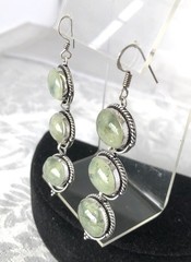 Vintage Prehnite 925 Silver French Hooks Earrings 3”
