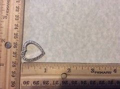 Antique Theda 925 Sterling Silver Rhinestone Open Heart Love Slide Pendant