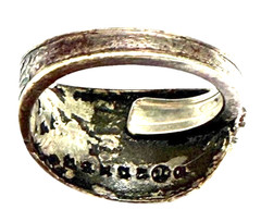 Distressed Metal Ring Wide Band Rustic Patina Unisex Size 6 (Approx)
