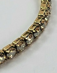 Prong Set Clear Rhinestones Gold Tone Stretch Tennis Bracelet 7.-8.5 In 4mm Wide