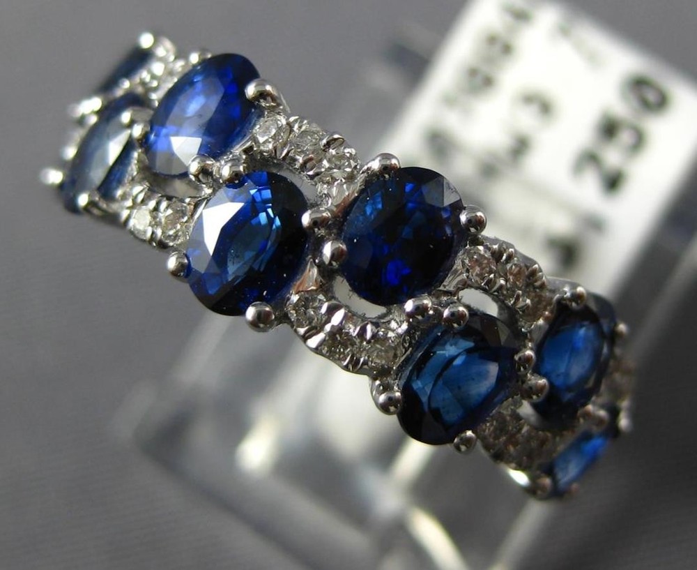 WIDE 2.46CT DIAMOND & AAA SAPPHIRE 18KT WHITE GOLD OVAL & ROUND ANNIVERSARY RING