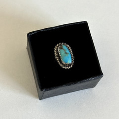 Vintage 925 Sterling Silver Turquoise Southwestern Old Pawn Band Ring Size 4.5