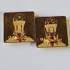 Vintage Clip On Earrings Enamel Retro Samuel Huang Cloisonné Artsy Pastel Square
