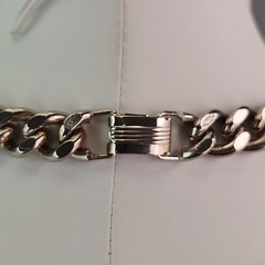 Vintage Coro Cuban Necklace Heavy Silver Tone Chunky SHORT 15″