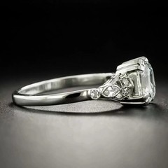 Art Deco Style 14K White Gold FN Asscher Cut Lab Created Diamond Ring Engagement