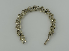 Vintage Iridescent Blue Peacock Oil Slick Rhinestones Gold Tone Bracelet Size 7