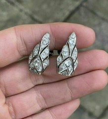 Art Deco Style Round Cut Lab Created Diamond Engagement 925 Silver Stud Earrings