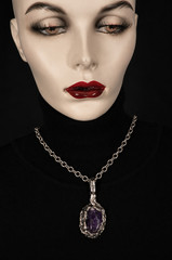 Dansk Smykkekunst Denmark Silver Plate Amethyst Brutalist Statement Necklace 94g
