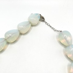 Vintage Chunky Signed HDNY Opalite Opaline Stone Statement Necklace 16”