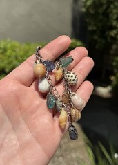 Vtg Sterling Silver Charm Bracelet With Seaglass Seashell Charms 6.25”