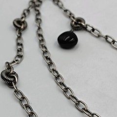 Vintage Silpada Sterling Silver 925 Onyx Textured Links 3 Rows Necklace 15.5″