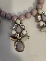 Vintage Elegant Costume Statement Necklace Purple W/ Gold Tones MISSING 1 JEWEL