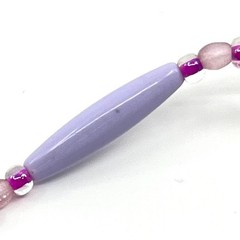 Vintage Lavender Purple Beaded Strand Necklace Long Boho Faux Pearl Mixed Beads