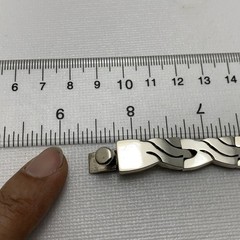 VTG Sterling Silver Turquoise Inlay TR-110 Mexico Hinged Link Bracelet