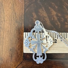 Vintage Taxco Lucho Pendant Necklace 24 Inch Christian Cross 925 Sterling 29.9g