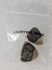 Vintage 1980’s Geoffrey Beene Cloisonne Enamel Triangle Earrings Original Bg B27