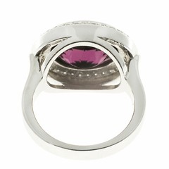Vintage Estate Red Rhodolite Garnet Platinum .34ct Diamond Ring