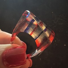 Vintage Acrylic Red Clear And Blue Ring Size 8