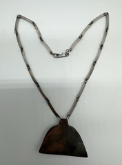 VTG Fridl Blumenthal Sterling Snowflake Obsidian Pendant Necklace 52.8g #bba
