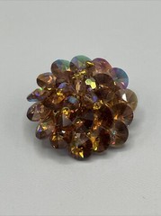 Vintage Brown Iridescent Glass Pin Cluster Rivioli Bead Brooch 1950’s-1970’s
