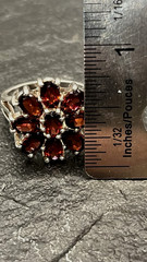 Vintage 925 Sterling Silver Red Garnet Flower Ring Size 7