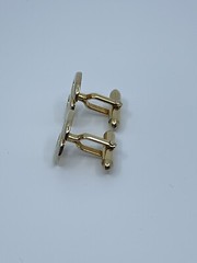 Vintage Swank cufflinks and tie clip monogram beveled S gold tone bullet backs