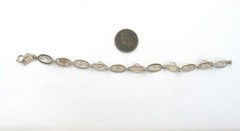 Sapphire Blue Glass Bracelet Sterling Silver 7.25″ Long Vintage Filigree Jewelry