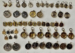 Vintage Waxing Poetic Sterling Silver Charms Initial Seal Insignia Letters