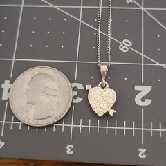 VINTAGE STERLING SILVER CLEAR STONES HEART ARROW EYE 12.5 IN SMALL NECKLACE 925