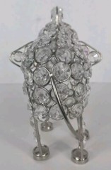 Elaborate Glass Embellished White Crystal Tone Elephant Statue