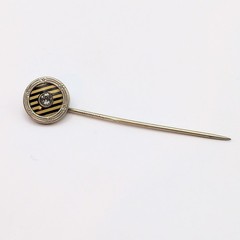 Vintage Antique Art Deco Striped Silver Tone Rhinestone Hat Stick Pin 2.5in
