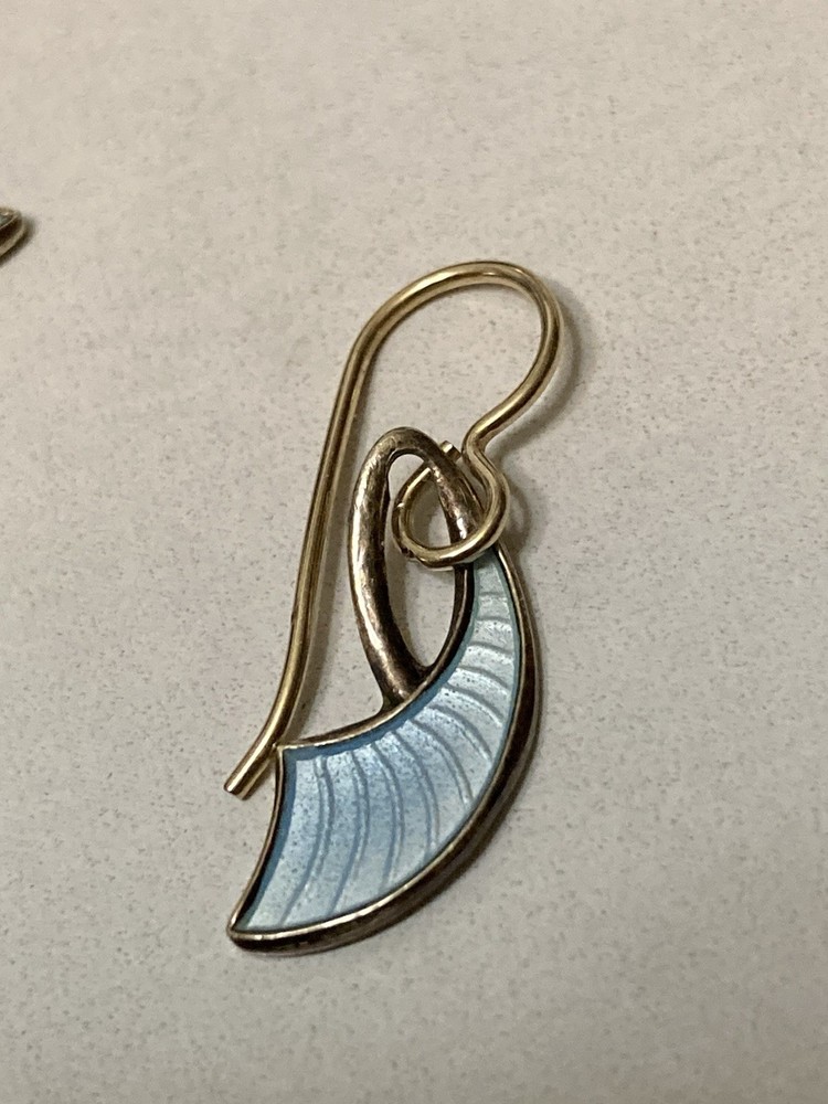 Vintage Norway W.K. Sterling Enameled Earrings