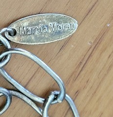 MARCIA MORAN Signed Geometric Oval Open Link Chain Necklace 18 Inch Designer
