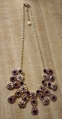 Burgundy Crystal Rhinestone Bib Statement Necklace Gold Tone 18-20″ Cocktail VGC