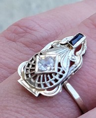 Vintage Circa 1900’s Filigree Ring 2 Ct Round Lab Created Diamond 10k White Gold