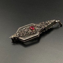Vintage Art Deco Ruby Glass Folding Lorgnette Opera Glasses Sterling Silver 935