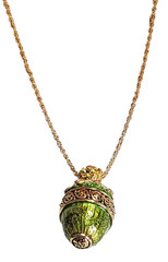 Joan Rivers Imperial Treasures III Green Enamel Egg Pendant Necklace 29 in Long