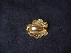 Vintage Cherry Blossom Cloisonne Blue & Cobalt Enamel Gold Tone Scarf Clip