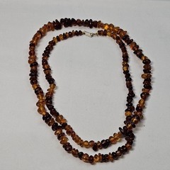 Large Vintage Brown & Orange Amber Beaded Necklace 30-in Graduated 22 Grams