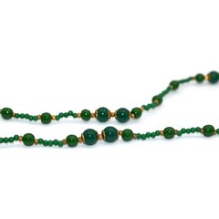 Signed Miriam Haskell 36″ Green Glass Bead Opera Necklace & Clip Earrings Set