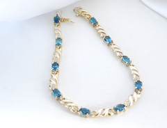 Sterling Silver 925 Natural Heated London Blue Topaz Tennis Bracelet 8″