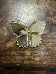 Set of 5 Vintage Gold Tone Multicolor Glitter Butterfly Pins Circa 1970s-1980s