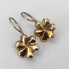 Vintage Soviet Gold Wash 875 Silver Earrings USSR Russian Floral Dangle Vermeil