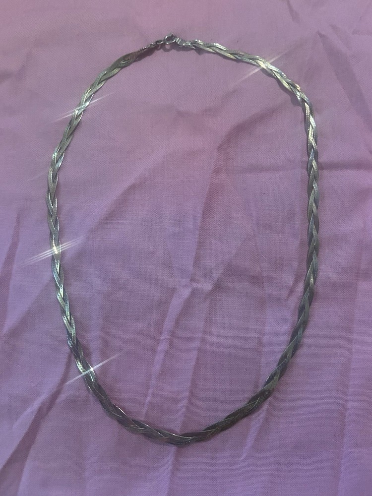 Vintage Italian Silver And Gold Plated Braided Necklace