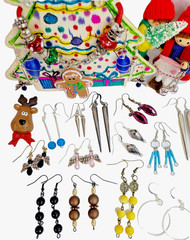 VTG Mixed JEWELRY LOT Everyday + Christmas Retro Earrings Brooches Pins Bracelet
