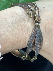 Vintage Maya Mexico Men Or Women’s Hammered Copper Bracelet 8.5”large Wrist 30 g