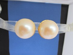 Vintage 21MM Single Faux Pearl Earrings Gold Plate Clip On
