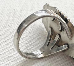 Vintage Marked Sterling Nice Size 7 Turqoise Color Ring Nice Wear Condition