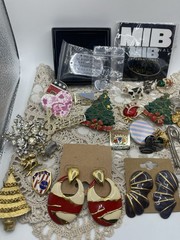 Huge Lot Of Pins, Costume Jewelry , Earrings And One Keychain