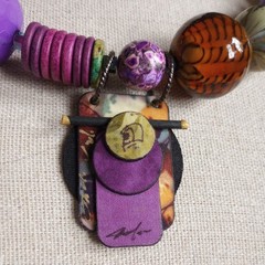 Suzanne Bellows Signed Necklace. One Of A Kind! purple pharaoh art glass